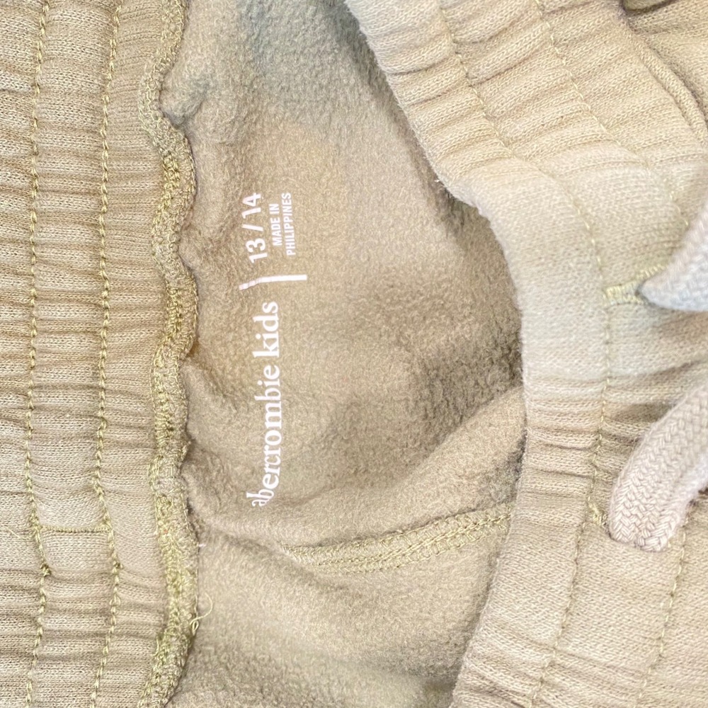 Abercrombie Joggers Kids 13/14 Green Sweatpants Fleece Logo Pockets Drawstring - Picture 4 of 10